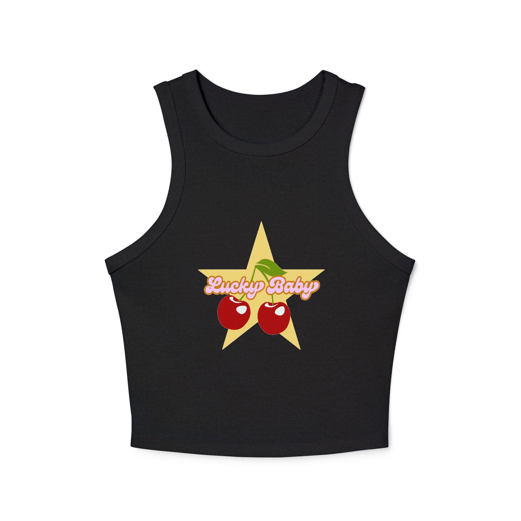 Lucky Baby - Cherry Star Women's Micro Rib Crop Tank
