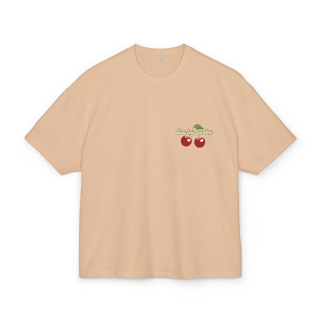 Lucky Baby Oversized Tee - Retro Cherry with Golden Star Back