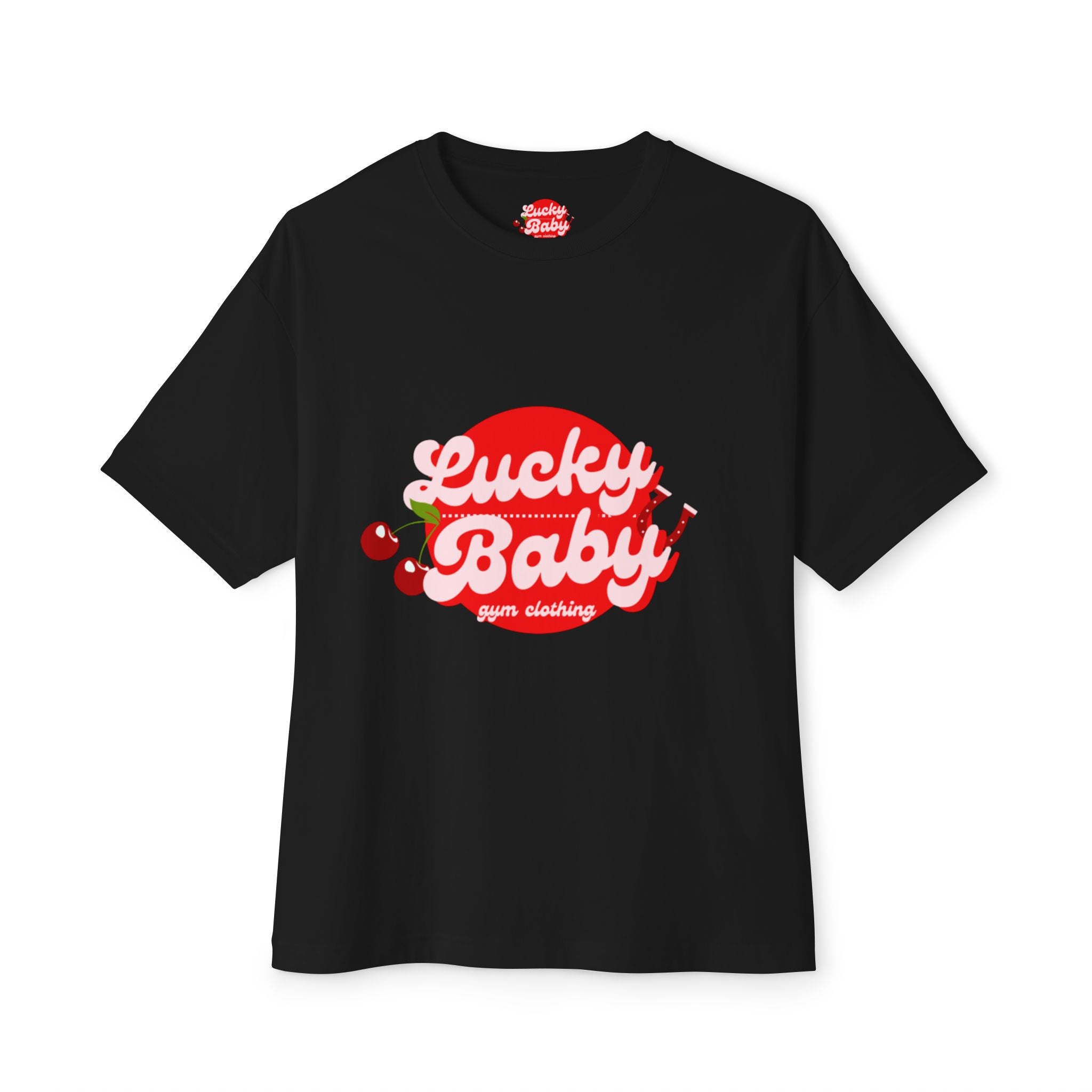 Lucky Baby Graphic Tee — Cute Cherry Vintage-Style Pink Shirt