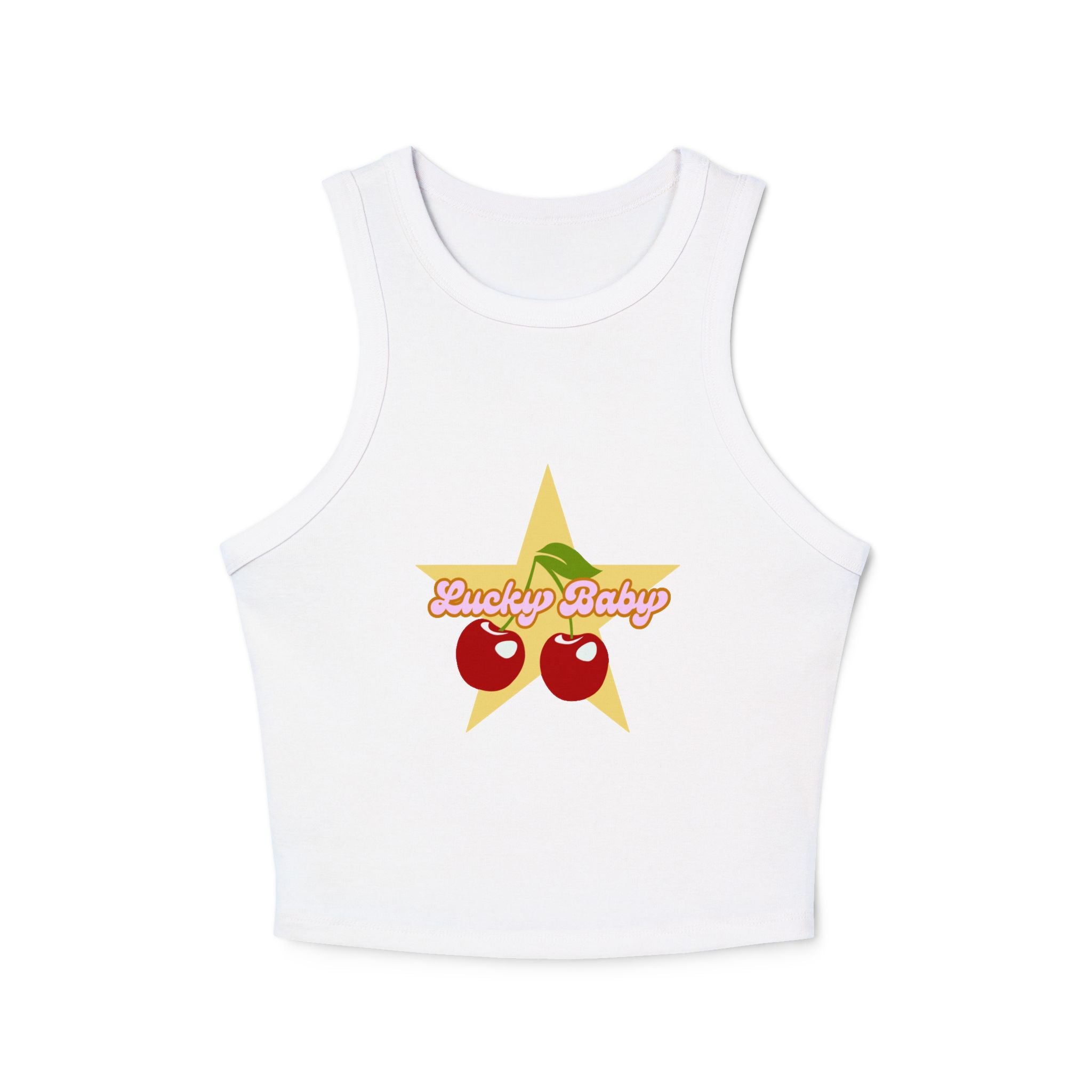 Lucky Baby - Cherry Star Women's Micro Rib Crop Tank