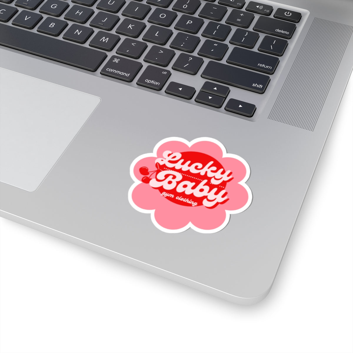 Lucky Baby Kiss-Cut Sticker — Retro Cherry Flower Laptop Decal