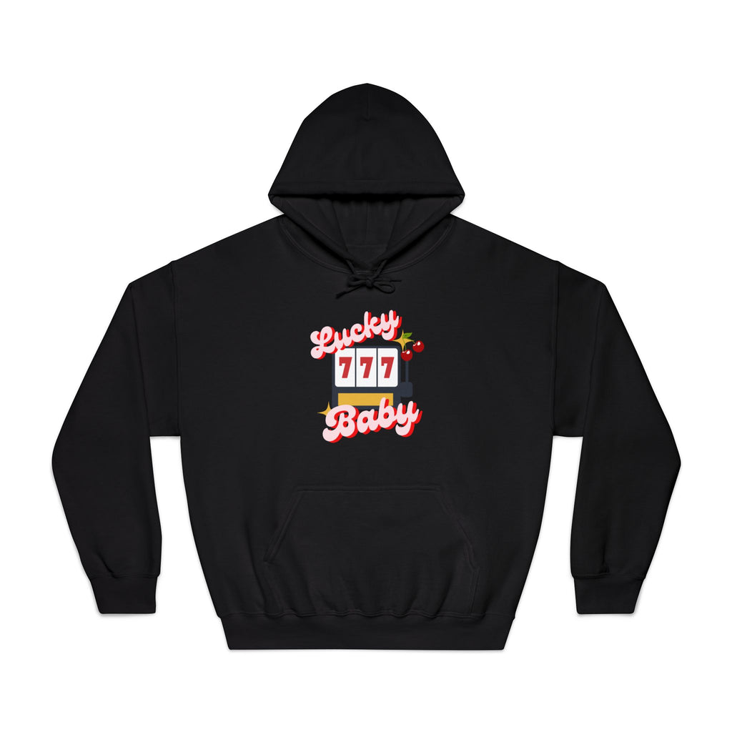 Lucky 777 Baby Hoodie — Retro Slot Machine Graphic Hooded Sweatshirt