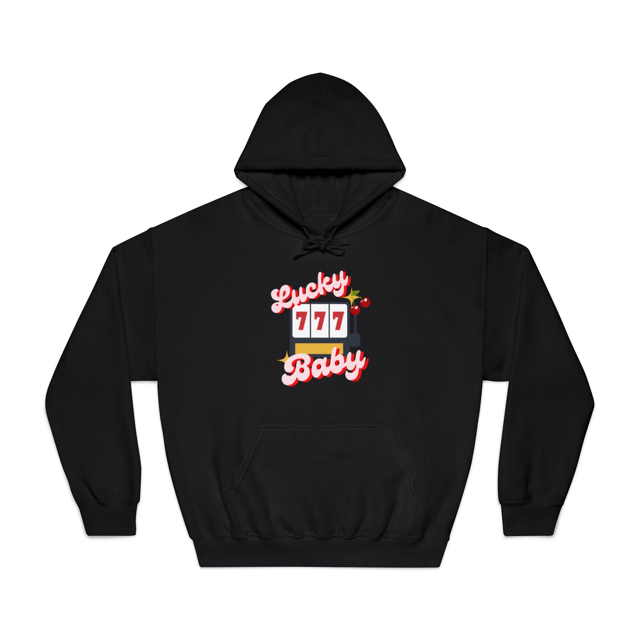 Lucky 777 Baby Hoodie — Retro Slot Machine Graphic Hooded Sweatshirt