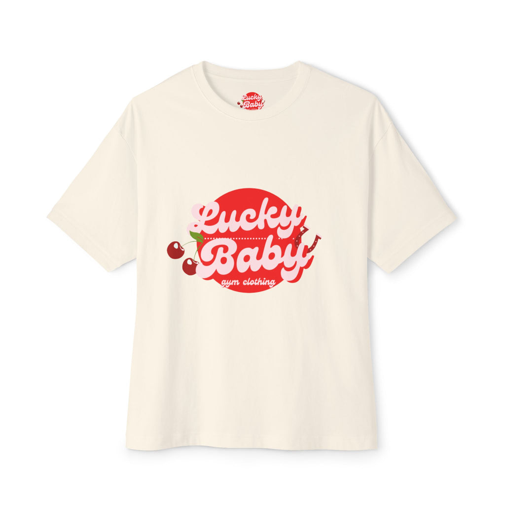 Lucky Baby Graphic Tee — Cute Cherry Vintage-Style Pink Shirt