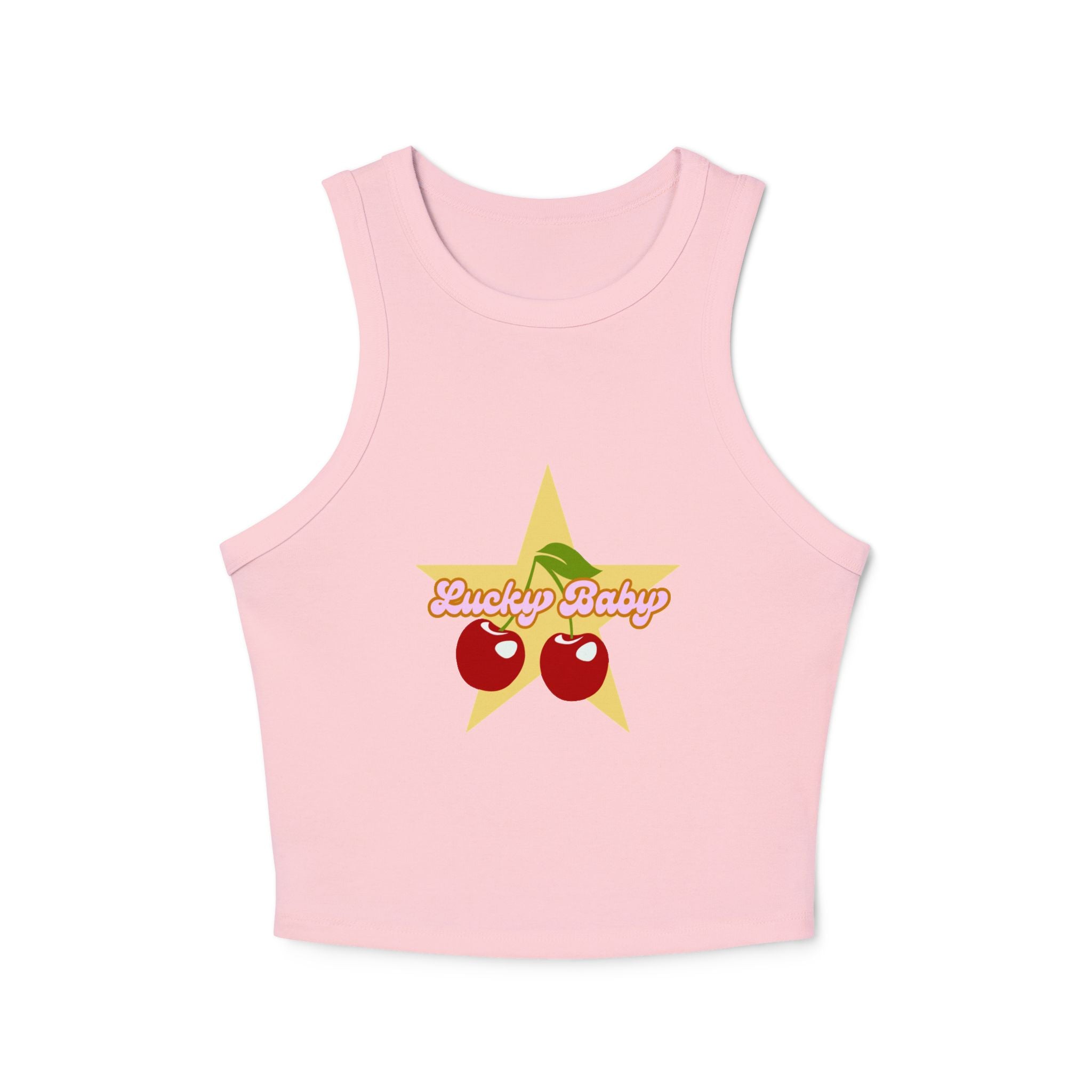 Lucky Baby - Cherry Star Women's Micro Rib Crop Tank