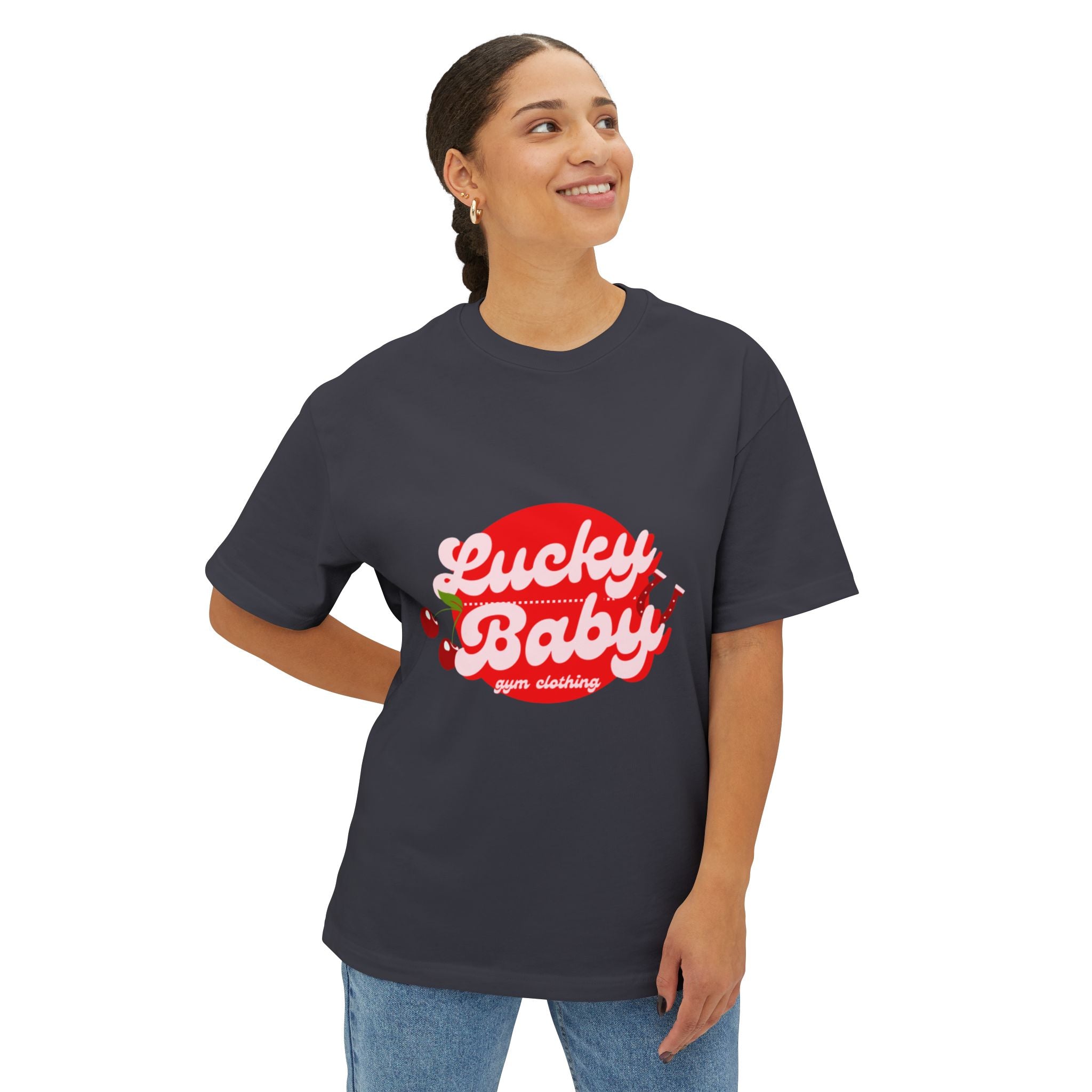 Lucky Baby Graphic Tee — Cute Cherry Vintage-Style Pink Shirt