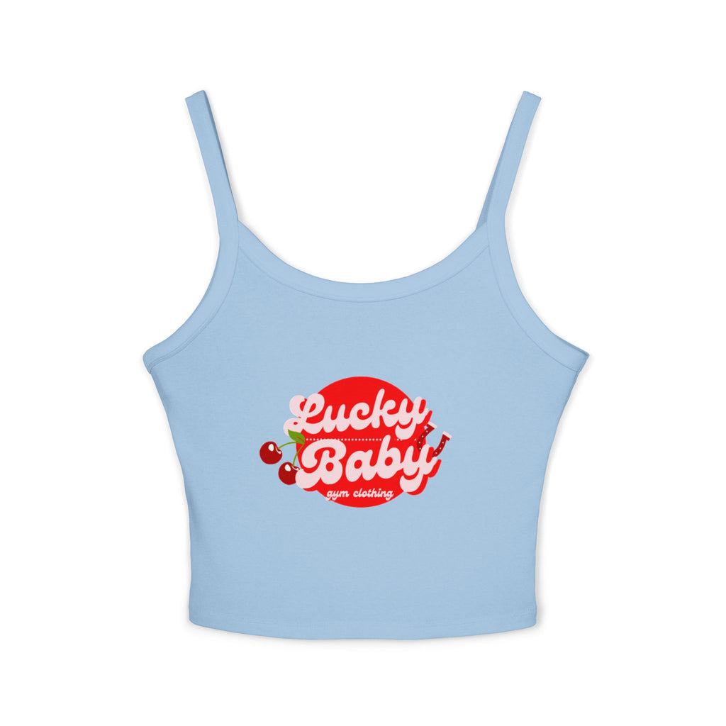 Lucky Baby Crop Tank - Women's Spaghetti Strap Cherry Graphic