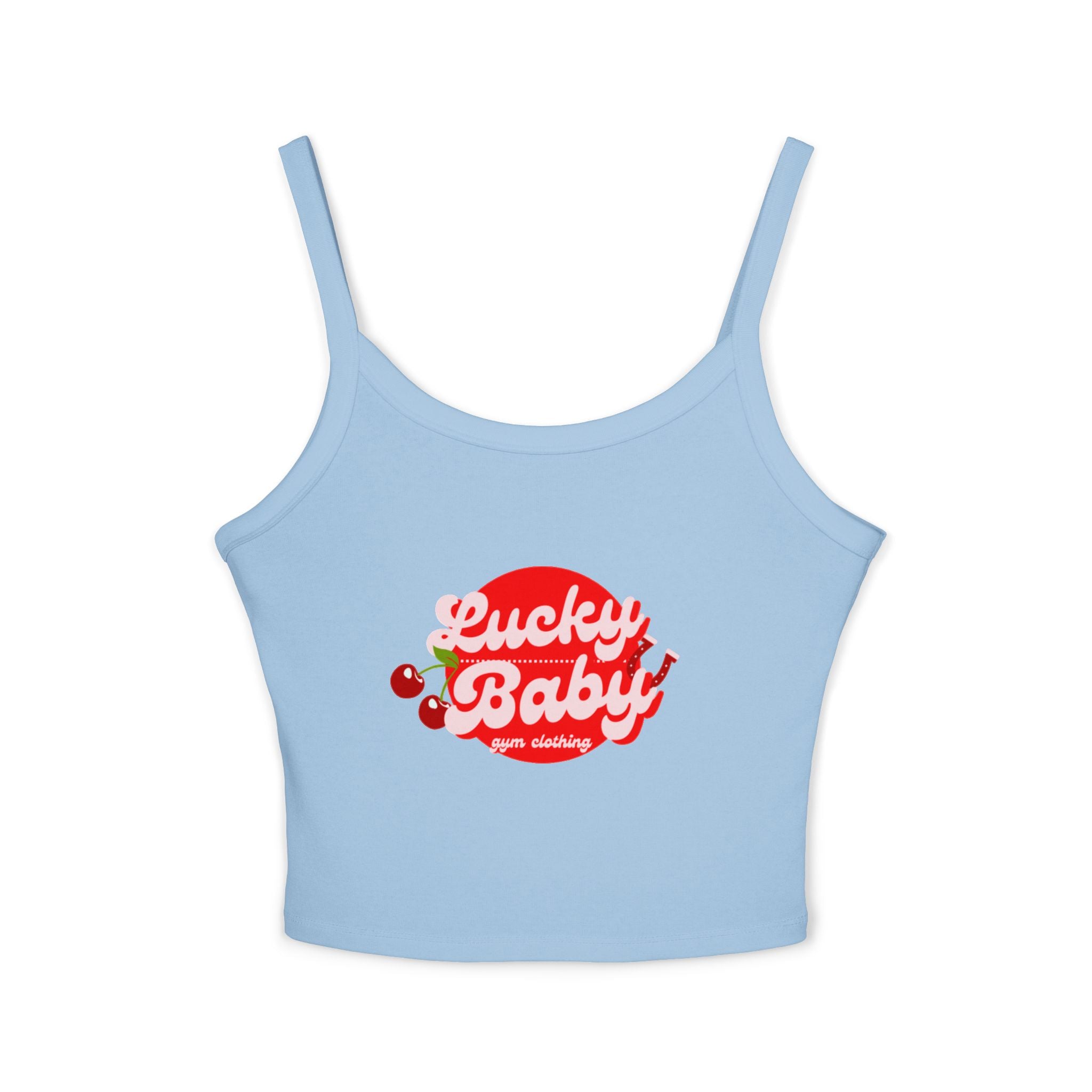 Lucky Baby Crop Tank - Women's Spaghetti Strap Cherry Graphic