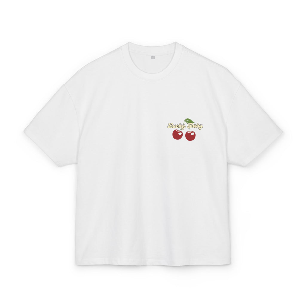 Lucky Baby Oversized Tee - Retro Cherry with Golden Star Back