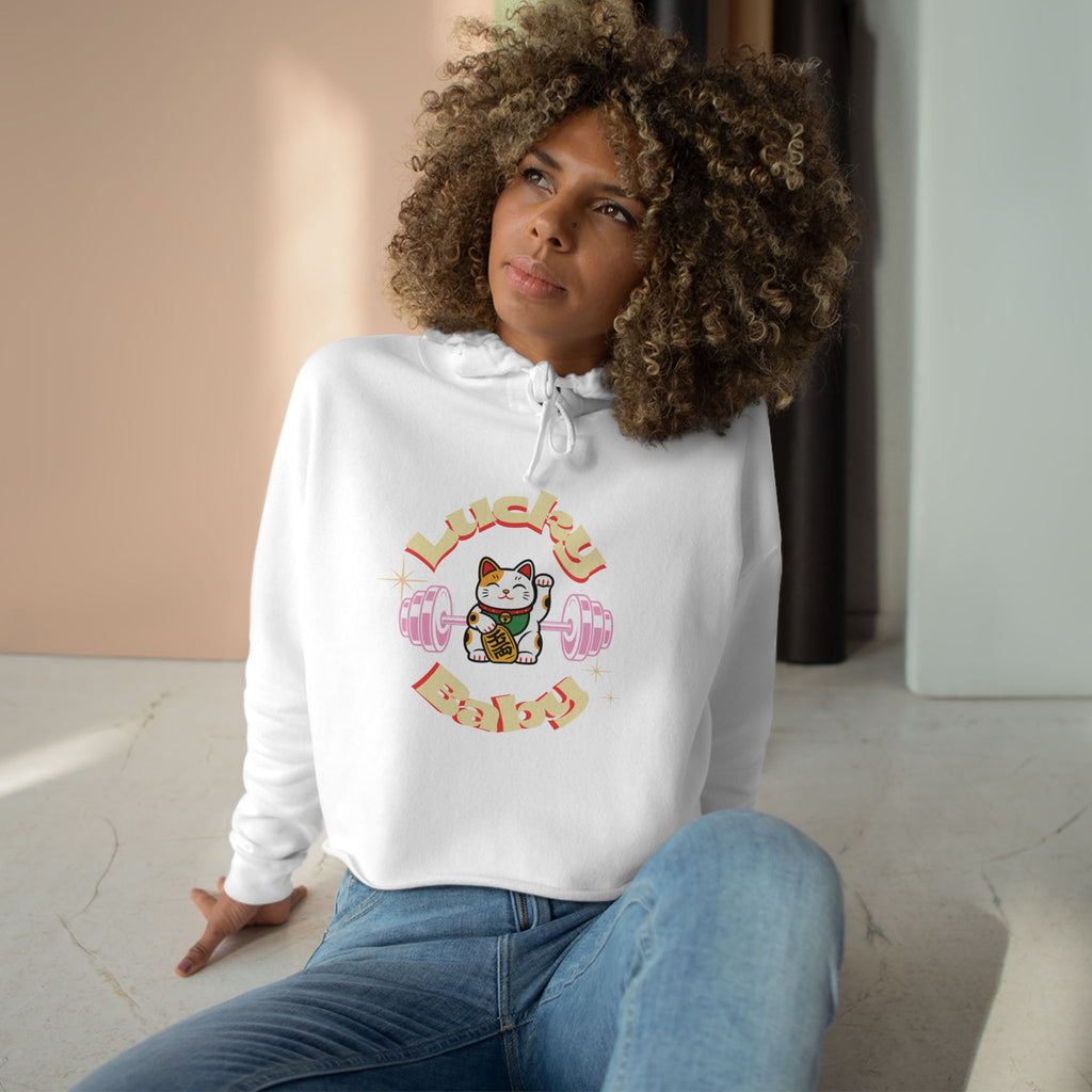 Lucky Baby Lifter Crop Hoodie —  Maneki Neko Lucky Cat