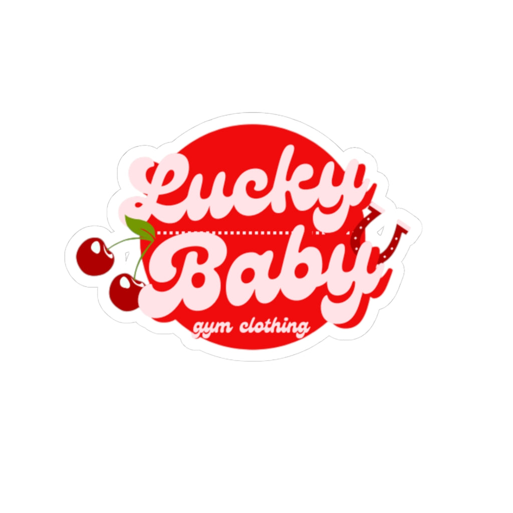 Lucky Baby Kiss-Cut Sticker — Retro Red Cherry Laptop Decal