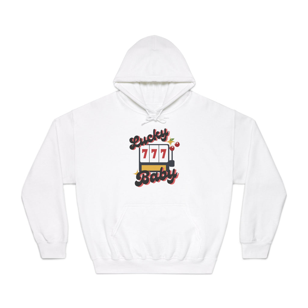 Lucky Baby Hoodie — Retro Slot Machine 777 Cherry Graphic Hooded Sweatshirt