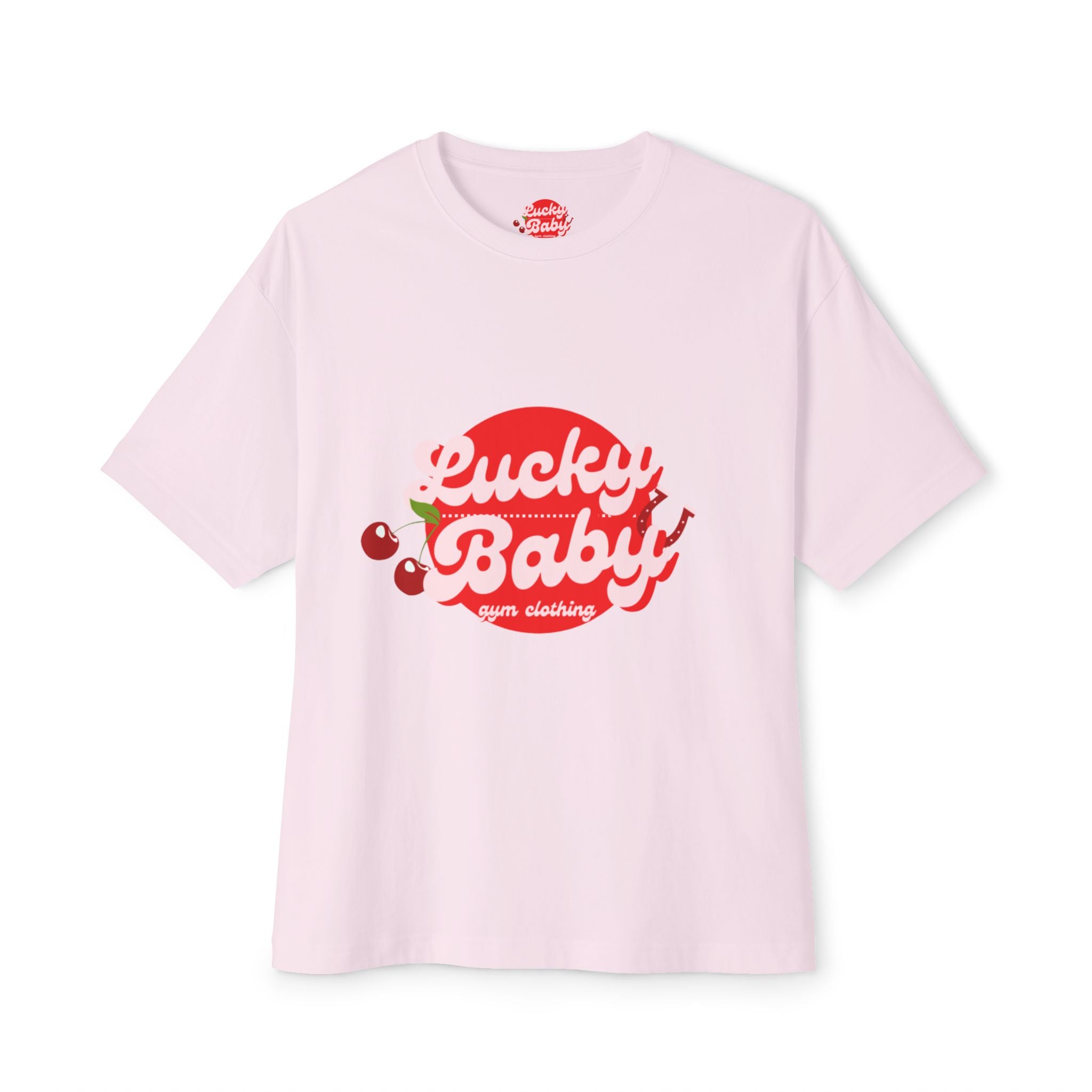 Lucky Baby Graphic Tee — Cute Cherry Vintage-Style Pink Shirt