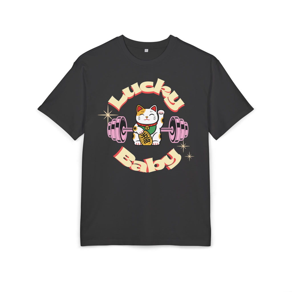 Lucky Baby Oversized Vintage Maneki Neko Weightlifting Tee