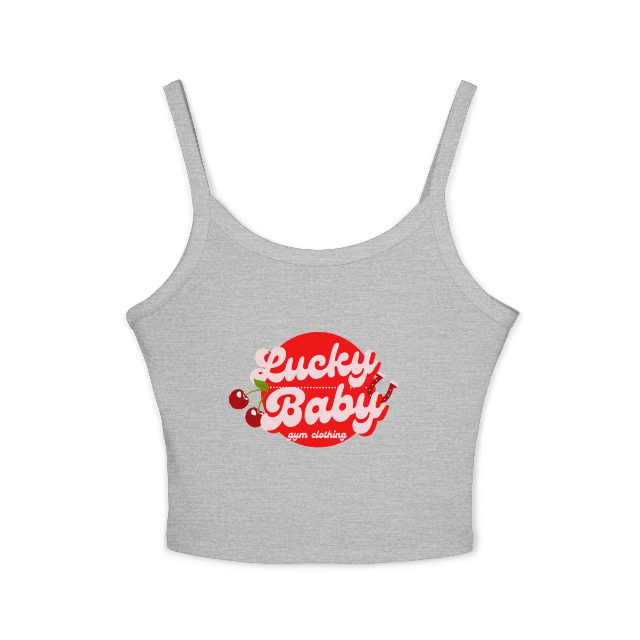 Lucky Baby Crop Tank - Women's Spaghetti Strap Cherry Graphic