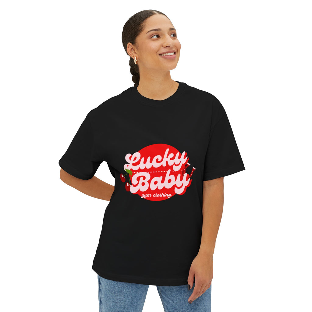Lucky Baby Graphic Tee — Cute Cherry Vintage-Style Pink Shirt