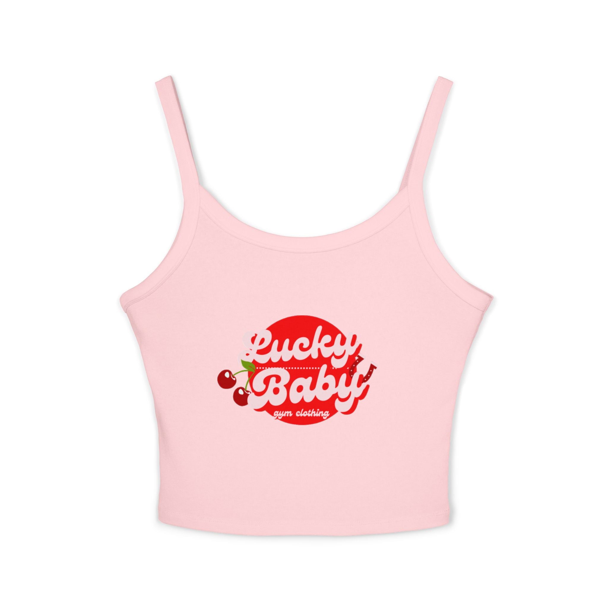 Lucky Baby Crop Tank - Women's Spaghetti Strap Cherry Graphic