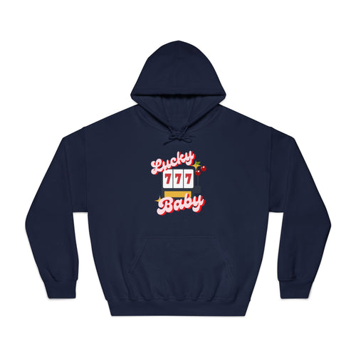 Lucky 777 Baby Hoodie — Retro Slot Machine Graphic Hooded Sweatshirt